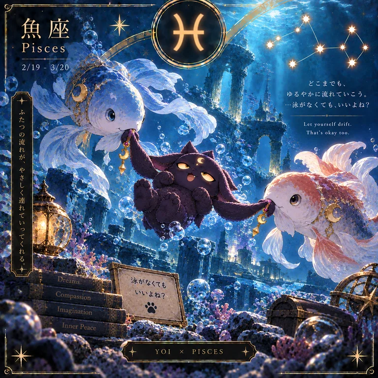 魚座とヨイの星座イラスト